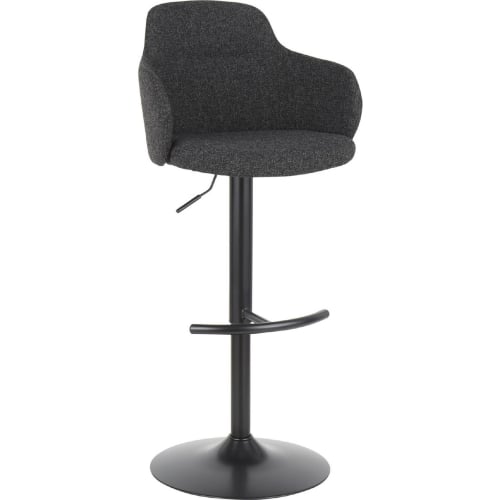 Boyne Adjustable Bar Stool in Dark Grey Fabric & Black Metal